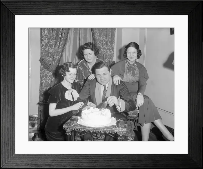 Framed Print : Babe Ruth with His Wife and Children at Party Framed Print : Babe Ruth with His Wife and Children at Party