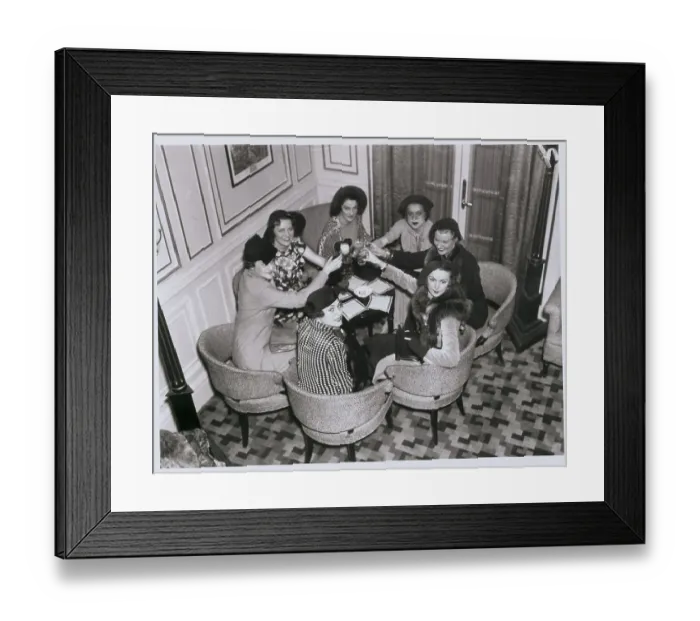 Framed Print : Carlton Ritz Fashion Contestants Sharing a Toast Framed Print : Carlton Ritz Fashion Contestants Sharing a Toast