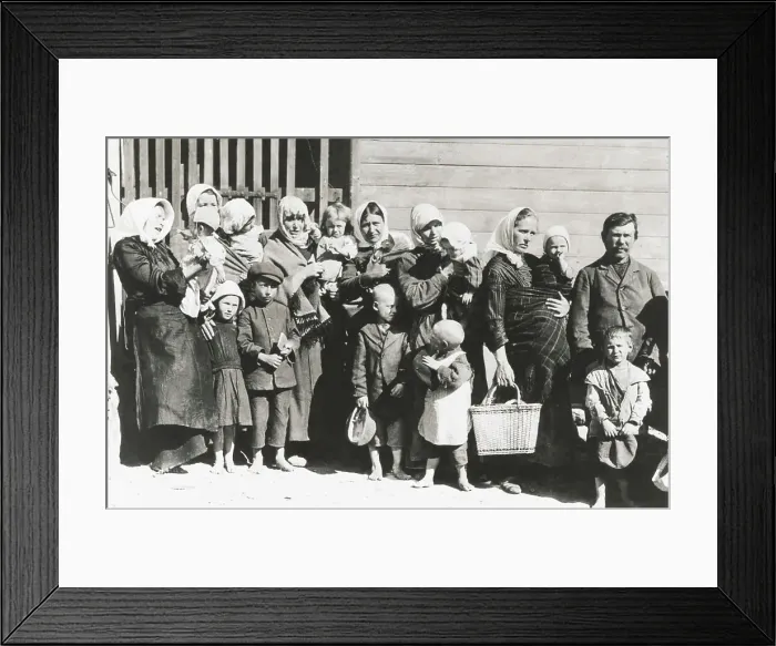 Framed Print : Families Waiting on Bread Line Framed Print : Families Waiting on Bread Line