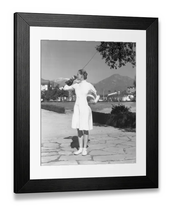 Framed Print : Helene Mayer Holding a Foil Framed Print : Helene Mayer Holding a Foil