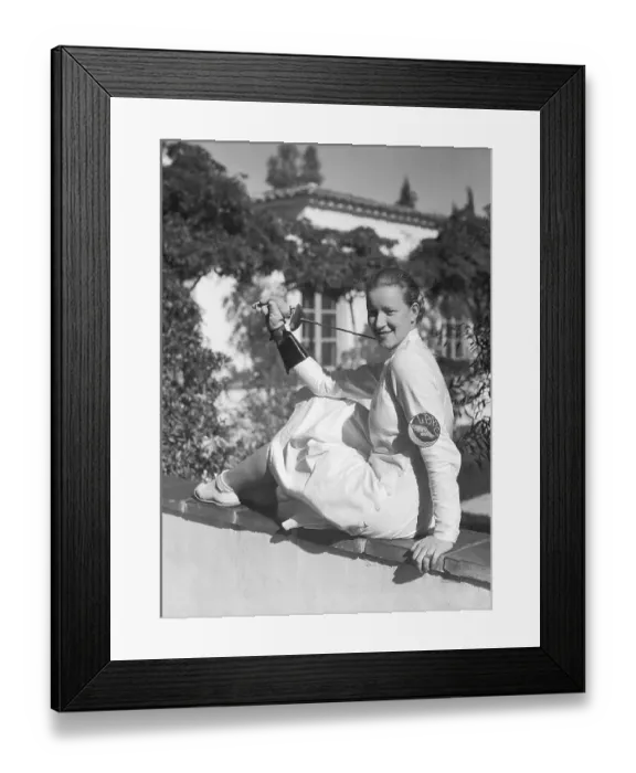 Framed Print : Helene Mayer Holding a Foil