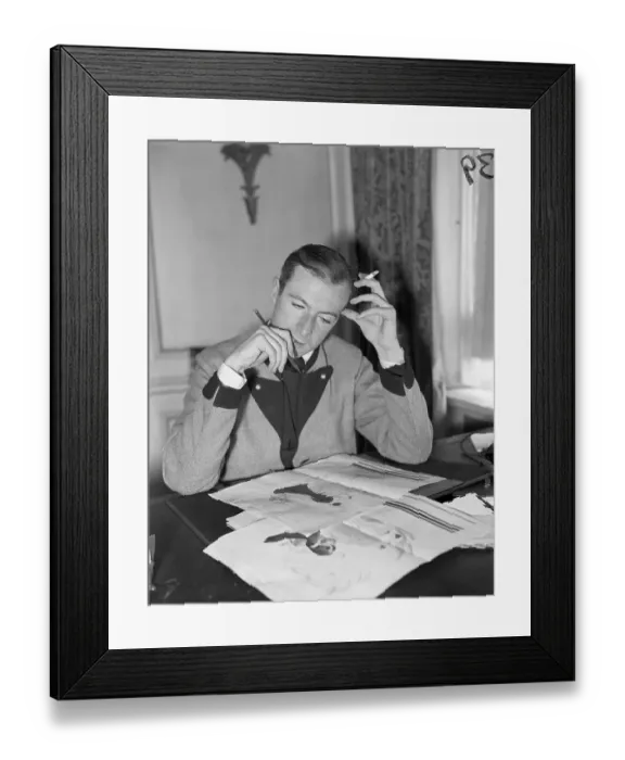 Framed Print : Cecil Beaton @Desk W / Cigarette & Papers