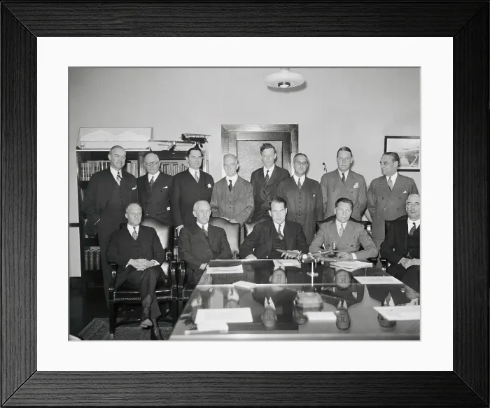 Framed Print : Aeronautic Specialists Posing Together at Conference
