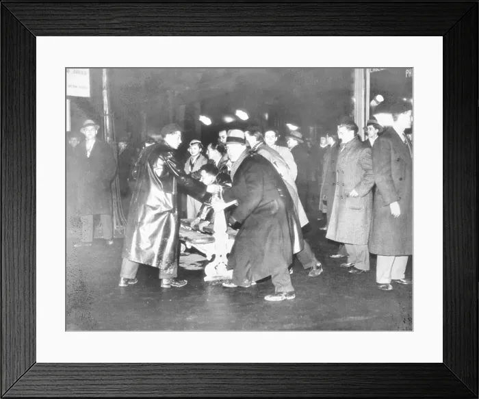 Framed Print : Men Blocking Street Framed Print : Men Blocking Street