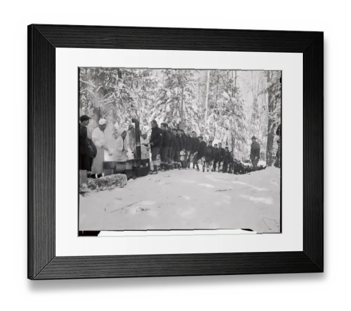 Framed Print : Workers Standing in Line in Forest Framed Print : Workers Standing in Line in Forest