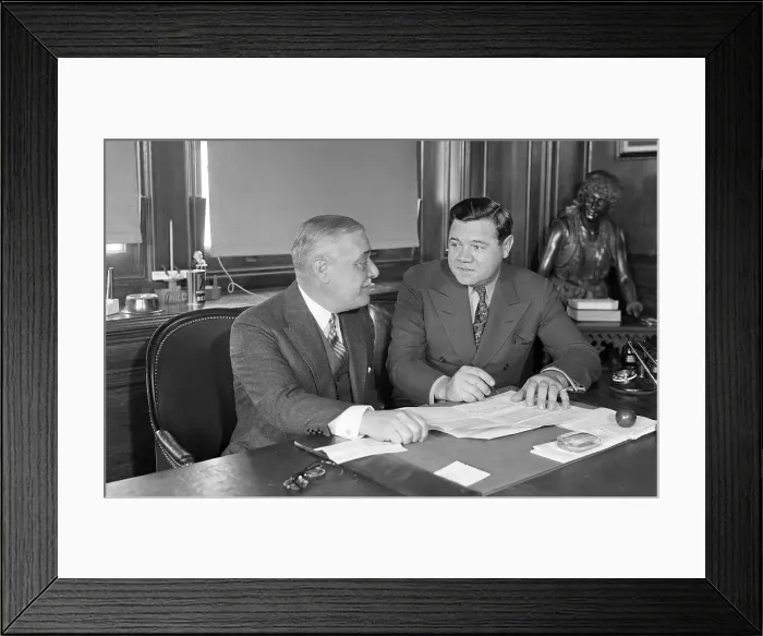 Framed Print : Babe Ruth and Jacob Ruppert at Contract Signing Framed Print : Babe Ruth and Jacob Ruppert at Contract Signing
