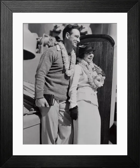 Framed Print : Lou Gehrig and Wife Wearing Hawaiian Leis Framed Print : Lou Gehrig and Wife Wearing Hawaiian Leis