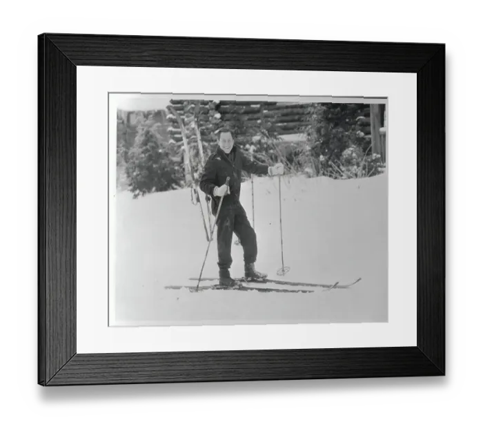 Framed Print : William Paley with Skis in the Snow