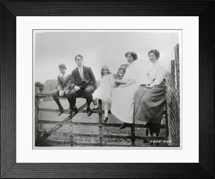 Framed Print : Gary Cooper with Family Sitting on Fence Framed Print : Gary Cooper with Family Sitting on Fence