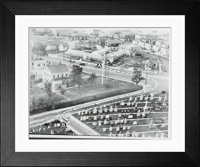 Framed Print : Aerial View of Saint Raymond's Cemetery Framed Print : Aerial View of Saint Raymond's Cemetery