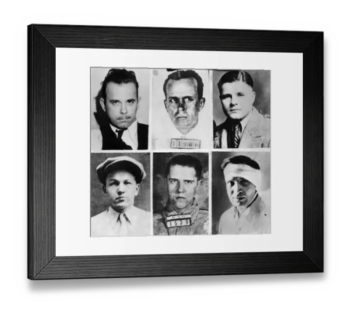 Framed Print : Most Wanted Criminals of 1934 Framed Print : Most Wanted Criminals of 1934