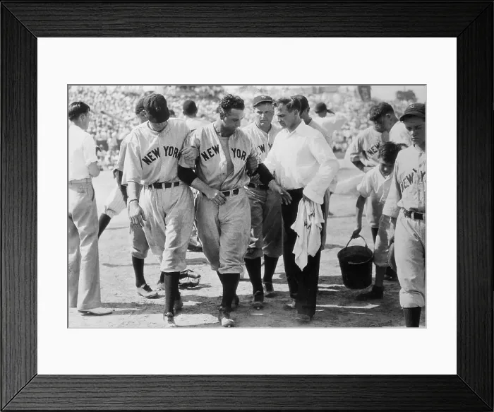 Framed Print : Lou Gehrig Being Assisted After Injury Framed Print : Lou Gehrig Being Assisted After Injury