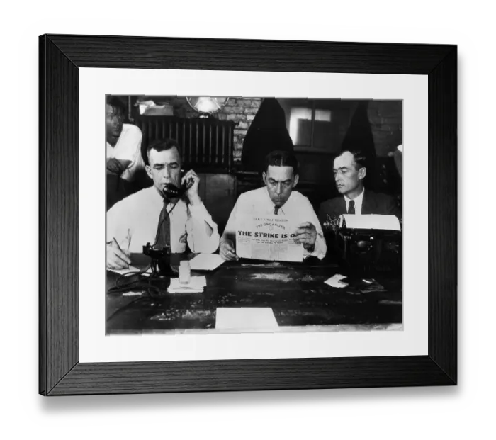 Framed Print : Three Dunne Brothers Work During Labor Strike Framed Print : Three Dunne Brothers Work During Labor Strike
