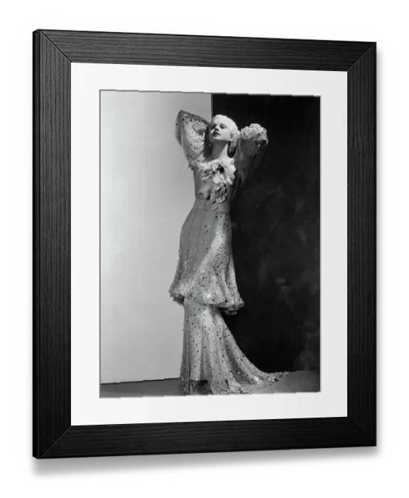 Framed Print : Actress Jean Harlow Posing in Fashionable Dress