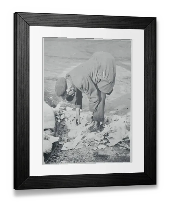 Framed Print : Parisian Man Scavenging for Food Framed Print : Parisian Man Scavenging for Food