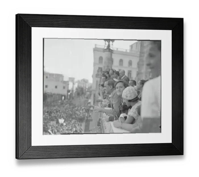 Framed Print : People Watching Parade from Balcony Framed Print : People Watching Parade from Balcony