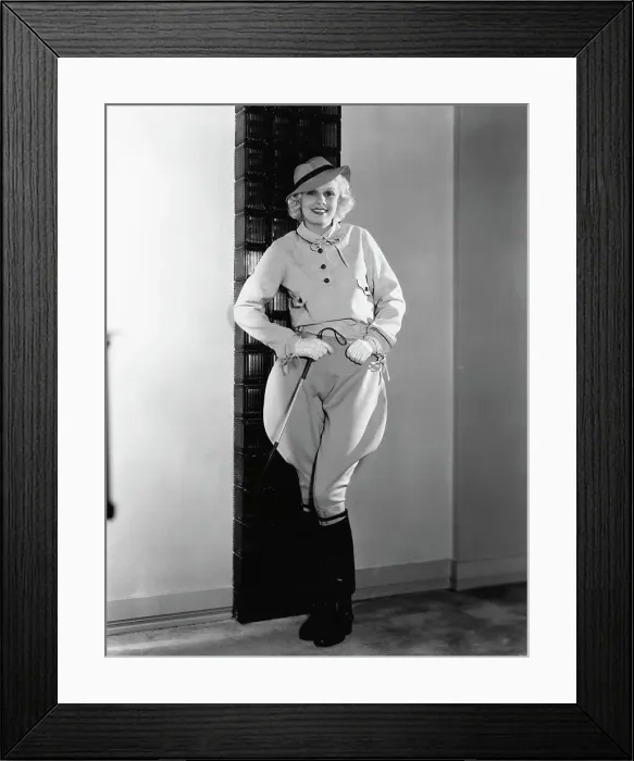 Framed Print : Jean Harlow Modeling Riding Ensemble