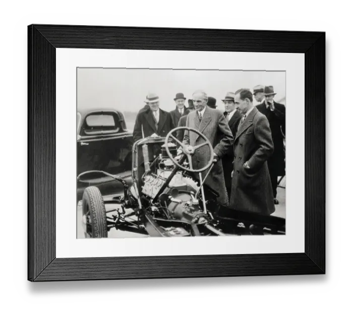 Framed Print : Henry Ford Inspecting a Car Framed Print : Henry Ford Inspecting a Car