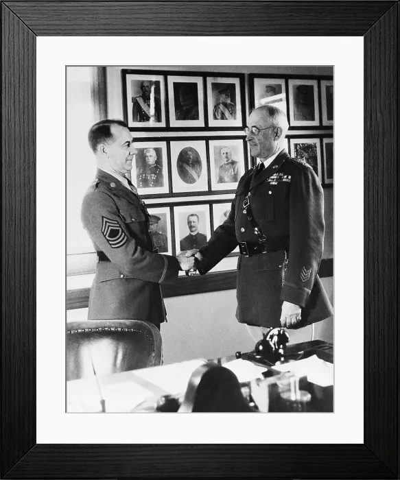 Framed Print : MSGT Louis C. Mosher and MG Malin Craig Shaking Hands Framed Print : MSGT Louis C. Mosher and MG Malin Craig Shaking Hands