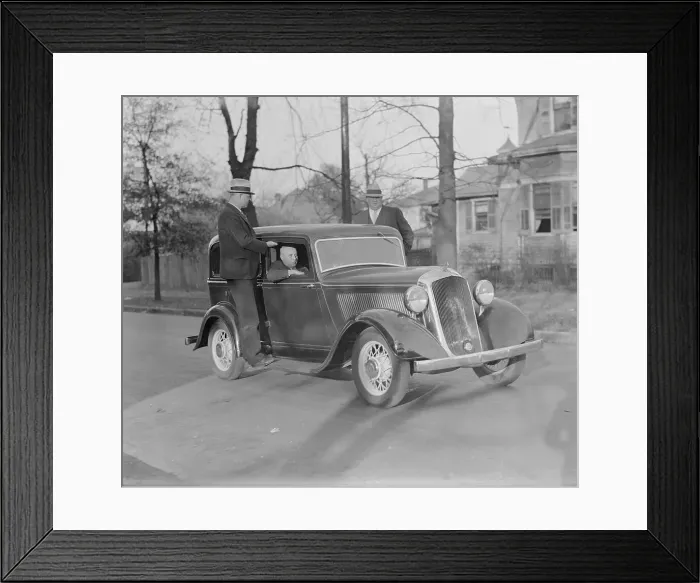 Framed Print : Samuel Leibowitz with Bodyguards Riding on Car Framed Print : Samuel Leibowitz with Bodyguards Riding on Car