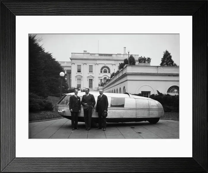 Framed Print : A Dymaxion Automobile at the White House Framed Print : A Dymaxion Automobile at the White House