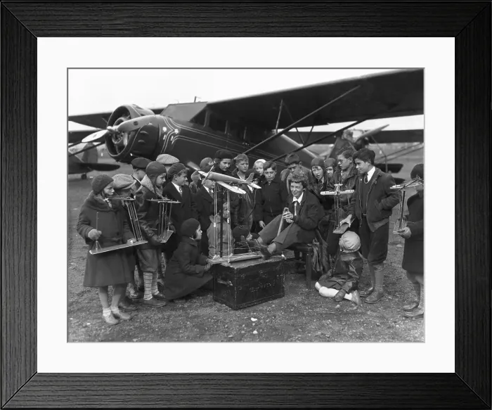 Framed Print : Amelia Earhart Teaching Students
