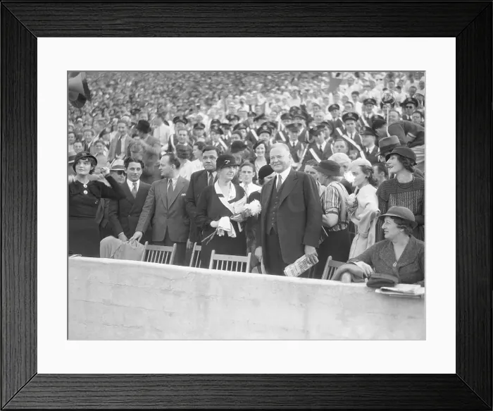 Framed Print : Herbert Hoover and Babe Ruth Watching Football Game