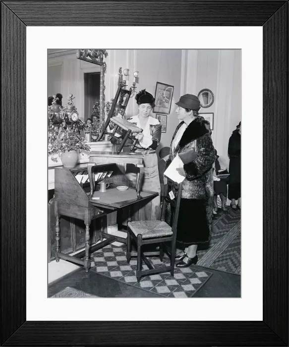 Framed Print : Eleanor Roosevelt Shows Off Furniture in Home Framed Print : Eleanor Roosevelt Shows Off Furniture in Home