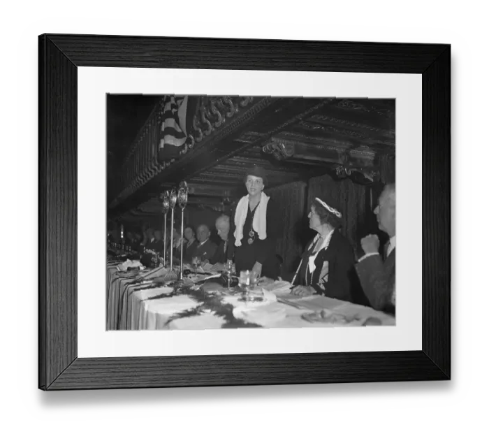 Framed Print : Frances Perkins Speking st Mobilization Rally of the Crusade for Children