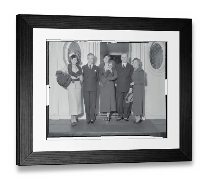 Framed Print : Charlie Chaplin Standing with Others Framed Print : Charlie Chaplin Standing with Others