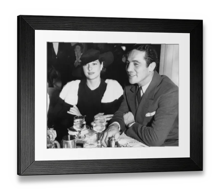 Framed Print : Max Baer and Wife at Table with Drinks Framed Print : Max Baer and Wife at Table with Drinks