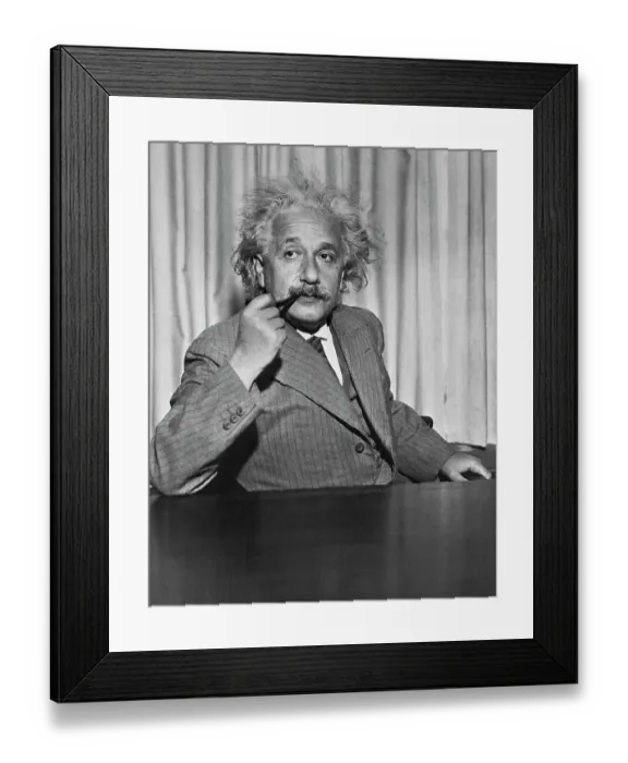 Framed Print : Albert Einstein Smoking Pipe at Table Framed Print : Albert Einstein Smoking Pipe at Table