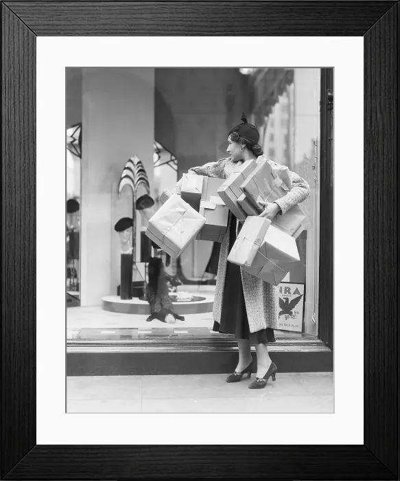 Framed Print : Woman Shopping at Shops Cooperating with NRA Codes Framed Print : Woman Shopping at Shops Cooperating with NRA Codes