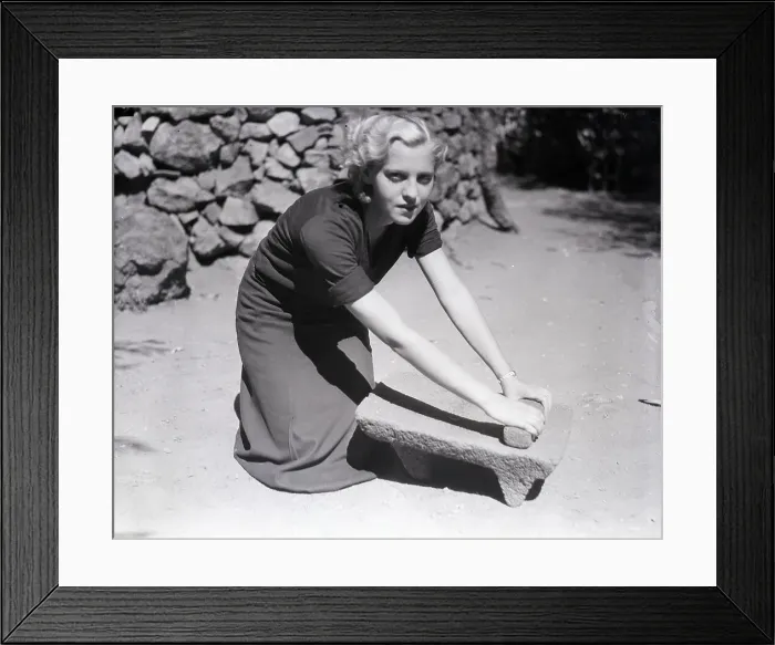 Framed Print : Woman Kneel, On Bread Board-Type Device Framed Print : Woman Kneel, On Bread Board-Type Device