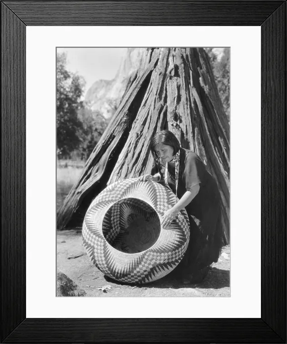 Framed Print : Young Woman with Native American Basket Framed Print : Young Woman with Native American Basket