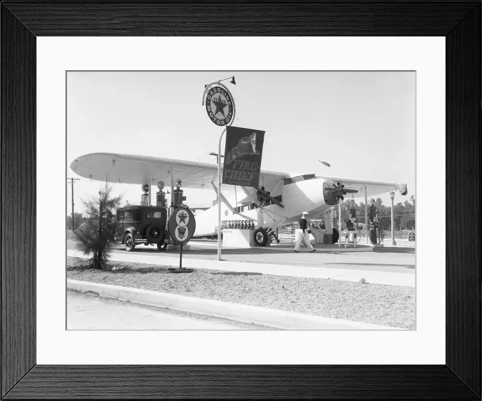Framed Print : Gas Station Modeled After Plane Framed Print : Gas Station Modeled After Plane