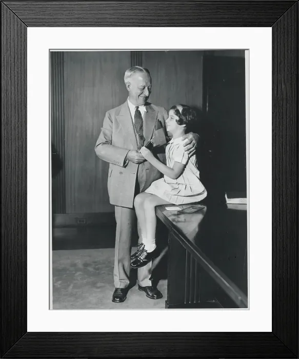 Framed Print : Alfred E. Smith Smiling with Blind Girl Framed Print : Alfred E. Smith Smiling with Blind Girl