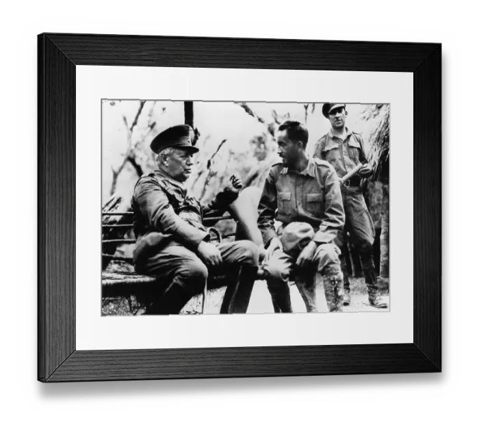 Framed Print : General Kundt Talks with Soldier Outside Framed Print : General Kundt Talks with Soldier Outside