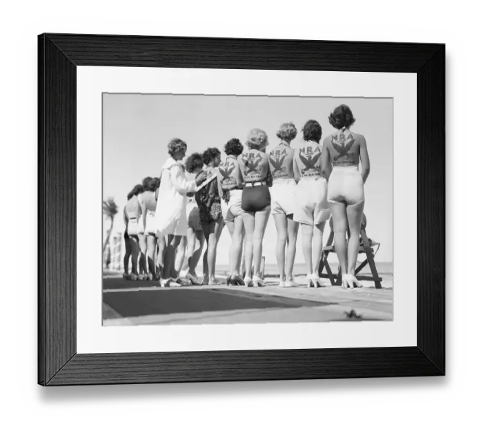 Framed Print : National Recovery Act Logos Painted on Women's Backs Framed Print : National Recovery Act Logos Painted on Women's Backs