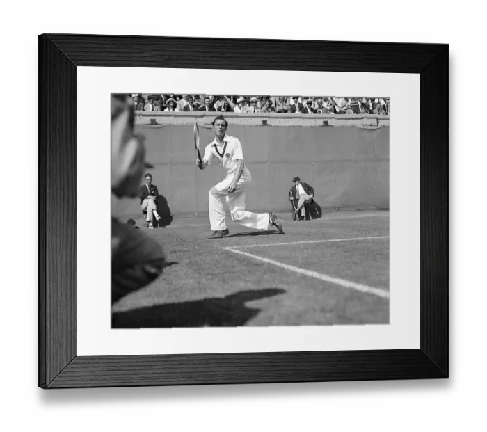 Framed Print : Fred Perry Playing Tennis Match Framed Print : Fred Perry Playing Tennis Match