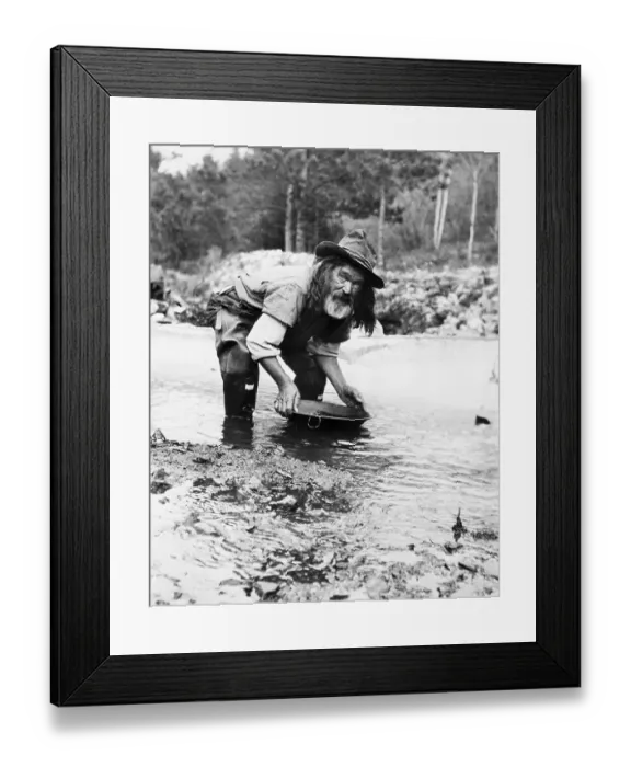 Framed Print : Prospector Panning for Gold Framed Print : Prospector Panning for Gold