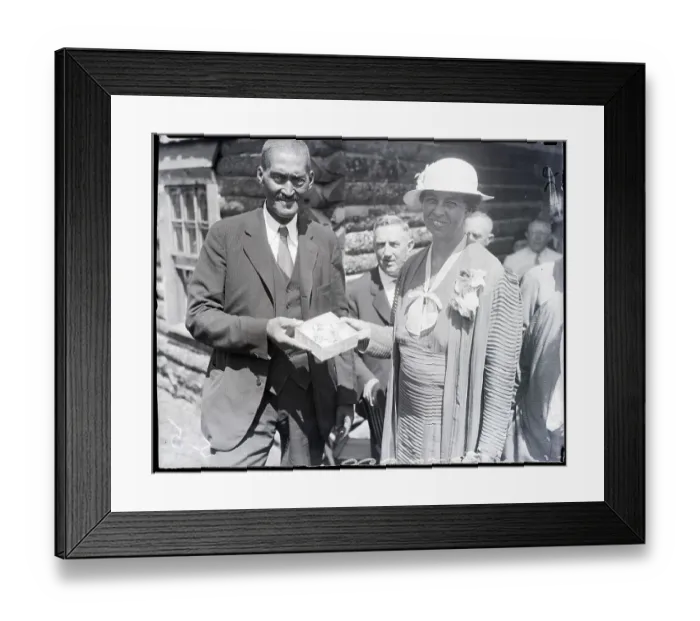 Framed Print : John Smith Gives Cup to Eleanor Roosevelt