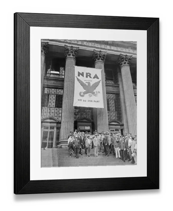 Framed Print : National Recovery Act Banner on Post Office