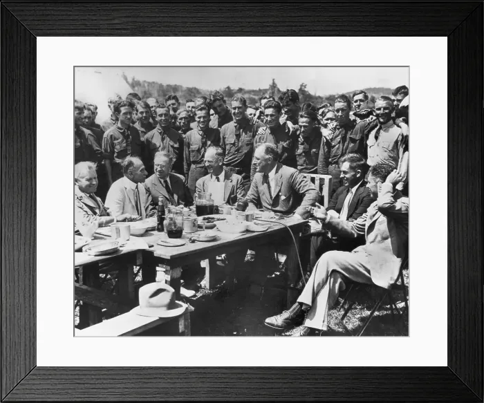 Framed Print : Franklin D. Roosevelt visiting a CCC Camp Framed Print : Franklin D. Roosevelt visiting a CCC Camp