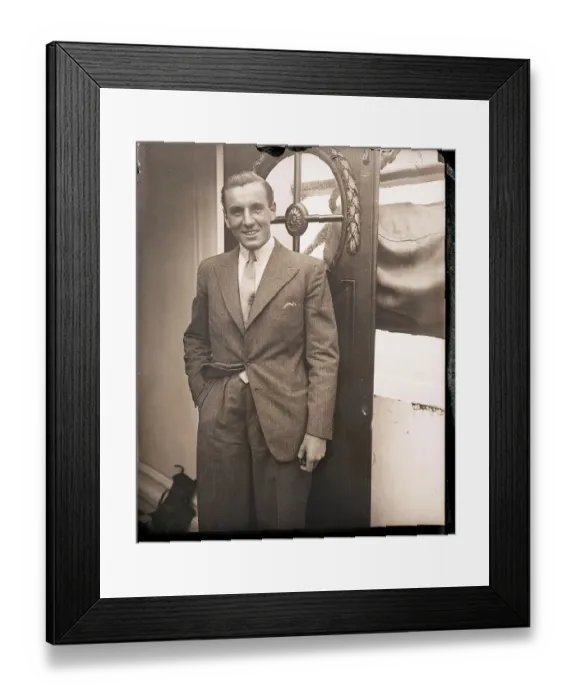 Framed Print : Fred Perry Posing Aboard Ship Framed Print : Fred Perry Posing Aboard Ship