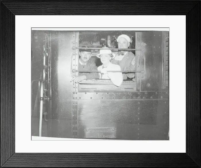 Framed Print : Ethel Barrymore with Two Train Engineers Framed Print : Ethel Barrymore with Two Train Engineers