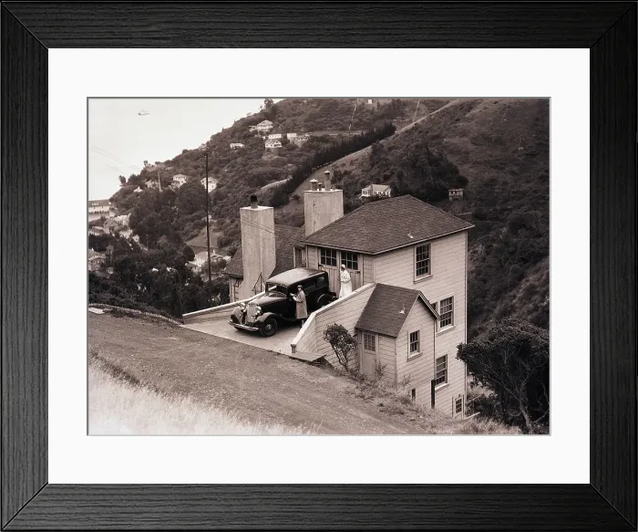 Framed Print : Car in Attic Driveway at Modern Home Framed Print : Car in Attic Driveway at Modern Home