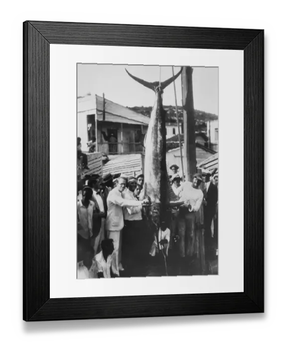 Framed Print : Ernest Heminway with Fish he Caught