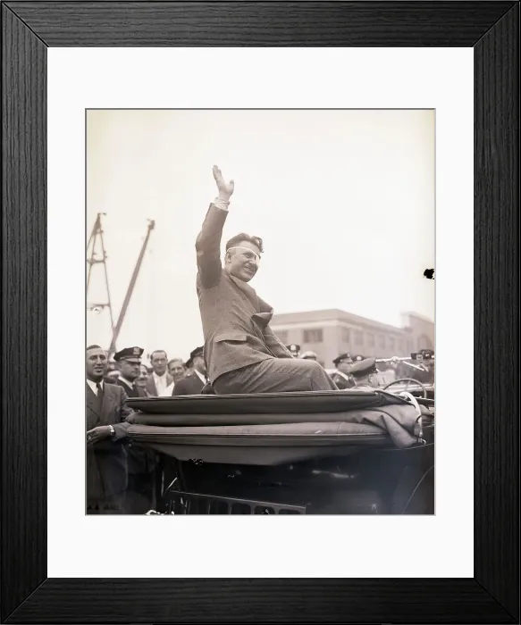 Framed Print : Wiley Post Waving in Parade Framed Print : Wiley Post Waving in Parade