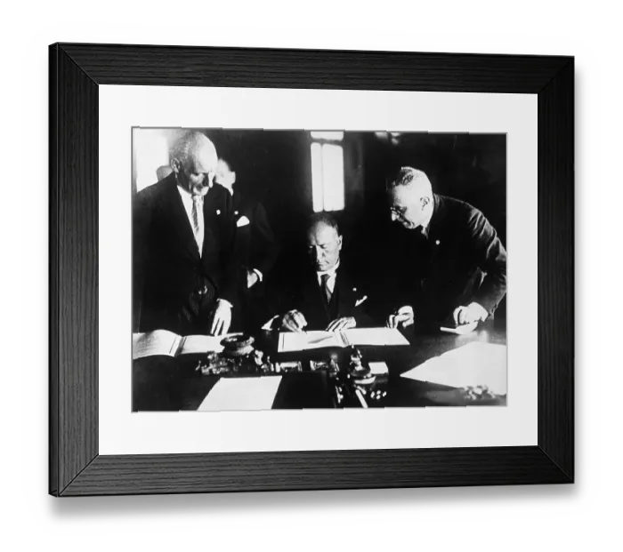 Framed Print : Mussolini Signing Four Power Pact Framed Print : Mussolini Signing Four Power Pact